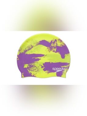 Speedo Neon Yellow and Purple Silicone Swim Cap